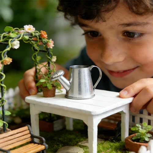 40Pcs Mini Watering Can Mini Galvanized Watering Can Silver Miniature Watering Pot, Small Metal Kettle for House Crafts, Garden Ornaments, Gardening Landscape, Party Favors, Dollhouse Decor - Image 5