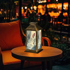 Solar Lantern Snowy Day Stained Glass Roses Sparkling Reflections Outdoor Waterproof Garden Hanging Lantern Solar Powered Lighting Outside Table Lamp for Patio Deck Camping 1 Pack - Image 7