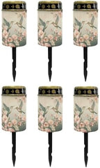 Poceacles Solar Lights Outdoor Grave Solar Lights for Cemetery Decoration Solar Outdoor Lights Cemetery Solar Lamp for Garden Lawn Backyard Pathway Decor, Hummingbird Flower Beige, Pack of 6 by Poceacles