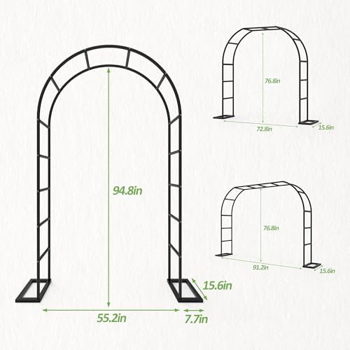 Arch Trellis for Climbing Plants Outdoor,Wedding Arch with Base 94.5"H*55"W - Image 2
