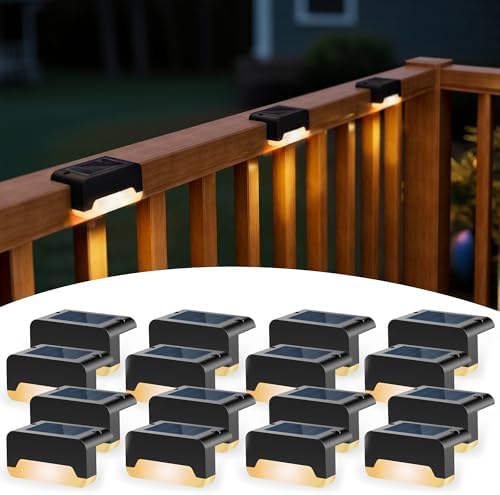SOLPEX Solar Deck Lights, Solar Step Lights for Outside Waterproof Led Stair Light for Outdoor Fence, Balcony, Patio, Railing, Front Porch, Yard and Pathway(16pack Warm White) by Solpex