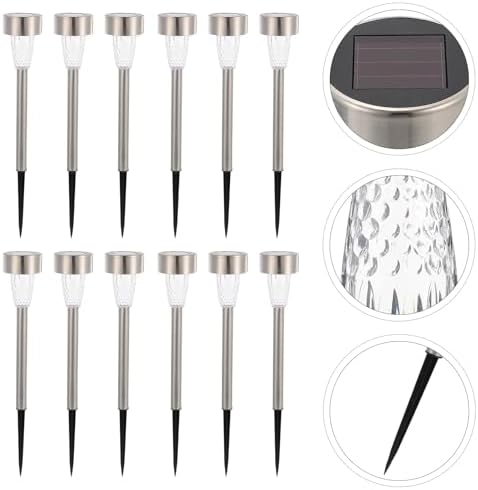 12pcs Solar Powered Path Lights Stainless Steel Waterproof for Yard Garden - Image 7