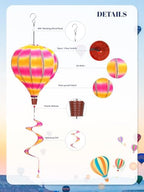 2PCS Giant Rainbow Hot Air Balloon Wind Spinners 14" W x 59" H Large Multicolor Whirligig Wind Spinner Hanging Ornaments for Yard Garden Lawn Outdoor Decorations(Pink&Green) - Image 5