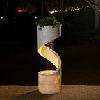 Glitzhome Outdoor Water Fountain with LED Light, Modren Curved Waterfall Fountain with Stone Planter, Faux Terrazzo Spiral Shaped Outdoor Fountains Water Feature for Garden Patio Deck Porch, 40.25”H - Image 6
