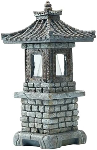 Solar-Powered Pagoda Garden Statue Auto-on LED Lantern, Zen Outdoor Decor Pagoda Garden Statue Dark Gray by Unknown