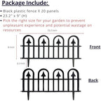 LaLaGreen Decorative Garden Edging Border (24in, 20 Pack) Black Fence Panel - Image 2