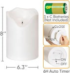 Homemory 6.3"x8" Extra Large Outdoor Waterproof Candle with Auto 6H Timer - Image 2