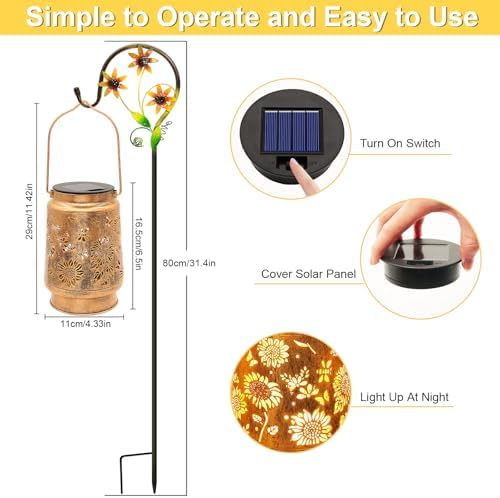 Sunflower Solar Lanterns Outdoor Waterproof, Birthday Gifts for Women Mom - Image 4