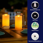 Solar Pillar Candles Outdoor Waterproof 4 Pack, Flameless Candles - Image 2