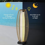 Solar Yard Outdoor Floor Lamp Patio Lights Solar Powered Lantern Weather-Resistant Wicker Deck Lights, Lamp Large for Garden (Austin Natural Brown) - Image 4