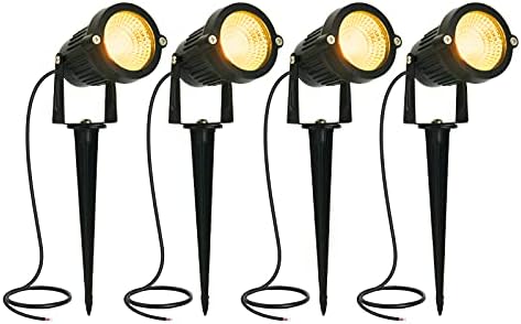 LED Landscape Spotlights Low Voltage 5W 12V 24V Garden Pathway Lights Waterproof IP66 Warm White Walls Trees Flags Outdoor Landscape Lights with Stakes by ACHENGE