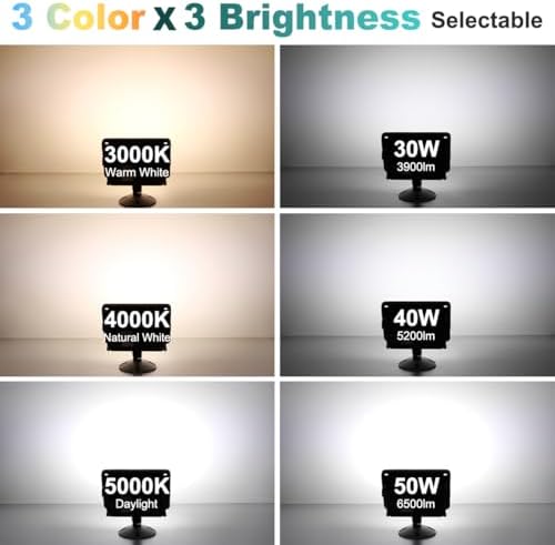 kadision LED Flood Light Outdoor with Photocell, 3000K/4000K/5000K, 4-Pack - Image 2