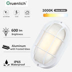 GRUENLICH LED Bulkhead Light, 8.5" Oval Aluminum, 3000K, White, 2 Pack - Image 2