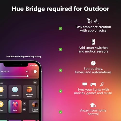 Philips Hue Calla Outdoor Smart Pathway Light White & Color Ambiance LED Walkway Lights - Low Voltage Lighting Requires Bridge and Power Supply Control with App and Voice - Weatherproof (Pack of 6) - Image 3