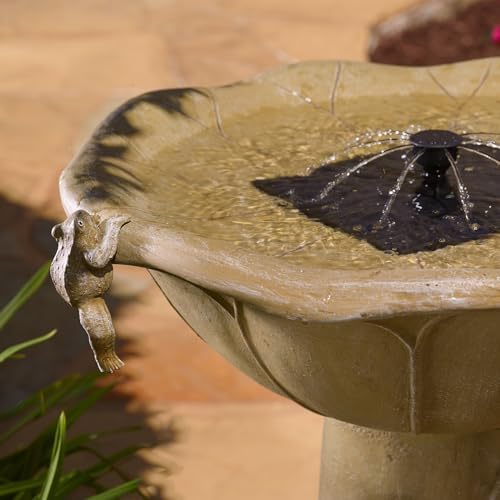 Smart Solar Acadia IntelliSolar® Outdoor Solar-Powered Birdbath Fountain with Remote, Bubbler, and Spray, Nature-Inspired Pedestal Solar Birdbath Fountain, Olive Green - Image 3