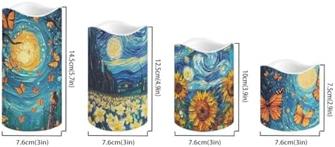 Starry Night Flameless Candle with Remote Control Electric LED Pillar Candle Timer Color Changing Long Lasting Pack of 4 Battery Candles - Image 2