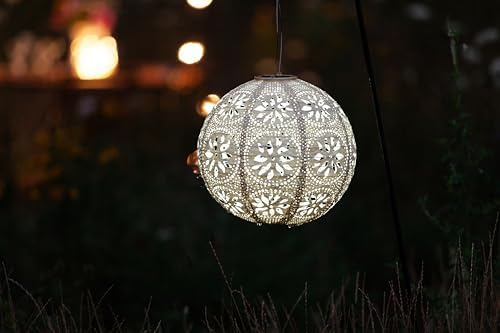 Soji Stella Market, LED Outdoor Solar Lantern, Handmade with Weather-Resistant UV Rated Tyvek, Stainless Steel Hardware, Auto sensor on/off, for Patio, Deck, (Pearl) - Image 5