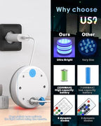 Pool Lights, Rechargeable Submersible LED Lights with Remote, IP68 Waterproof 16 Color Changing Floating Lights, Built-in Magnet Underwater Lights for Fountain, Pond, Aquarium(4 Pack) - Image 3