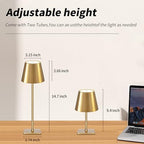 Mr. White Outdoor Waterproof Cordless Wireless Rechargeable Portable Top Touch Battery Operated Powered LED Table Lamp Desk Lamp Lights for Restaurant Kitchen Patio Dinner Dining (Gold) - Image 4