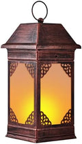 15.5" Solar Lanterns Outdoor Waterproof, Glass Flickering Flame Solar Lantern, Hanging Metal Lantern Decorative for Patio Front Porch Garden Backyard Tabletop Party Decoration by anyperfect