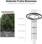Garden Trellis for Climbing Plants Outdoor, 4.6FT Tall Metal Obelisk Trellis, 55.1" Umbrella Trellis for Potted Plants, Mushroom Top Trellises for Vines, Rose, Clematis, Pea, Bean, Tomato - Image 2