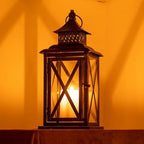 Lantern Decorative Indoor & Outdoor, Large Hanging Candle Lanterns Home Decor, Vintage Metal Candle Holders for Front Porch Patio Wedding Party, Halloween Christmas Decorations (Black) - Image 7