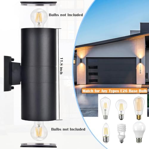 rosykite Outdoor Wall Light Fixture, Cylinder Modern Up Down Lighting - Image 6