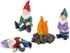 Extra Large Drunk Garden Gnomes Figurines | Set of 4 | Funny Dwarf Knomes Around Fire Pit, Adorable Naughty Drunken nombs Indoor & Outdoor Decor - Patio, Porch, Yard Lawn Art (Naughty Firepit Set) by Gute