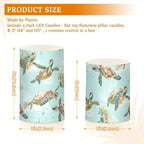 Cartoon Sea Turtle Teal Flameless Outdoor Candles with Timer Electronic Lights Electric Led for Valentine Battery Operated Votive 2-Piecing Set - Image 3