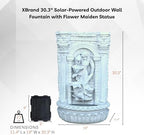 XBrand 30.3" Solar-Powered Outdoor Wall Fountain with Flower Maiden Statue, Antique Stone Waterfall Design for Garden, Yard Décor & Bird Bath, Polyresin - Image 6