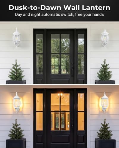 VIANIS Large White Porch Lights Outdoor Dusk to Dawn, Anti-Rust, Waterproof - Image 2