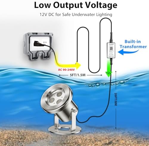 LyLmLe Underwater Pond Light with APP Control & 12V Transformer - Image 2