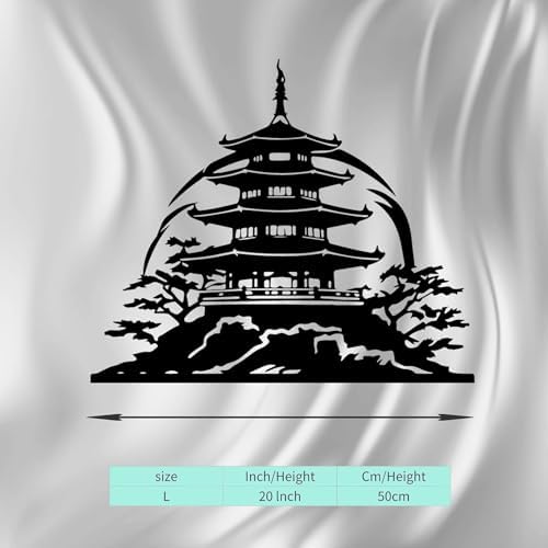 Asian Zen Pagoda Metal Wall Art - Multi-Tier Bell-Shaped Standing Pagoda, Outdoor Decor for Zen Garden, Courtyard, Fence & Wall - Patio Temple Sculpture(50CM/20IN) - Image 5