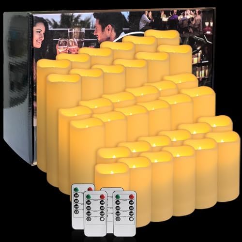 36-Pack Flickering Flameless Candles with Remote Control - LED Fake Candle Perfect for Wedding,Outdoor,Table,Halloween,Christmas Decor - Create a Magical Ambiance Effortlessly(Three Sizes) - Image 4