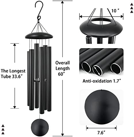 ASTARIN 60" Extra Large Wind Chimes Outside Black - Image 2