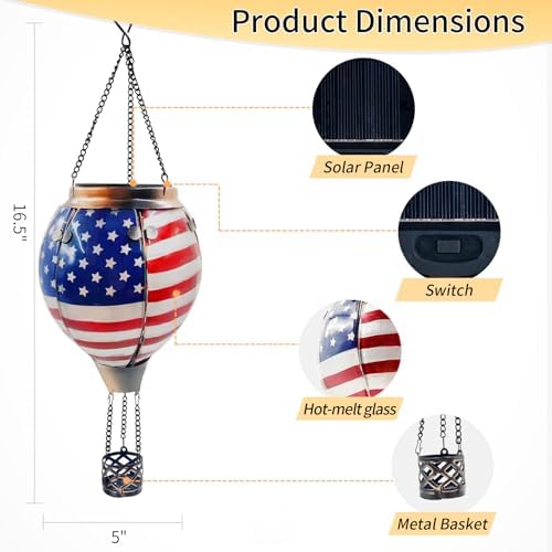 Hot Air Balloon Solar Lantern with Flame Flag - Image 2