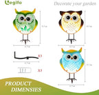 Owl Garden Decor Set of 3 Metal Glass Stand Tree Hugger Fence Outdoor Stake - Image 4