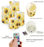 Retro Sunflower Flickering Flameless Candles with Remote and Timer Set of 4 Color Changing Battery Operated Candles for Home Wedding Decoration - Image 3