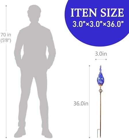 Solar Garden Lights Outdoor, Decorative LED Flame Garden Stakes, Hand Blown Glass and Outdoor Waterproof Glass Stakes (Dark Blue) - Image 6