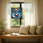 Gnome Balloon Ride Stained Glass Suncatcher – Square Hanging Window Panel for Home or Greenhouse – Whimsical Glass Art Gift for Garden Lovers, Christmas, Halloween, Father Days 7bMllP - Image 7