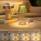 Shenmoyl Set of 2 Cordless Touch Table Lamp with 5200mAh Battery - 3 Adjustable Color Temperatures & Dimmable, Rechargeable Lamp for Bedsides, Living Room, Entryway, Bookshelves (Green Rose) - Image 2