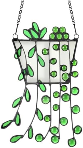 Lewondr Plant Stained Glass Window Hanging, Stained Glass Panels Decoration by Lewondr