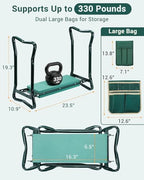Ohuhu Garden Kneeler and Seat, Heavy Duty Garden Stool with EVA Foam Kneeling Pad, Foldable Gardening Bench with 2 Tool Pouches, 2-in-1 Portable Gardening Supplies, for Seniors - Image 3