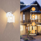 GRUENLICH Outdoor Wall Light Fixture, Clear Glass, White, 2 Pack - Image 4