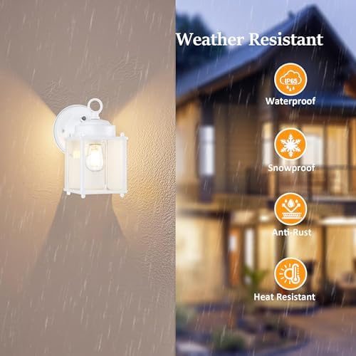 GRUENLICH Outdoor Wall Light Fixture, Clear Glass, White, 4 Pack - Image 4