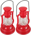 2pcs Vintage Kerosene Oil Lamp with Handle, Red Retro Lantern by Unknown