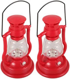 2pcs Vintage Kerosene Oil Lamp with Handle, Red Retro Lantern by Unknown
