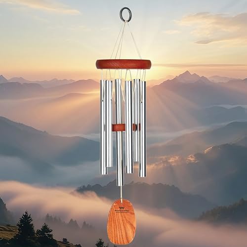 Woodstock Chimes Amazing Grace Wind Chime for Outside 16" Small Silver, Outdoor Decor for Patio, Porch, Garden, Memorial Gift for Loved Ones AGSS - Image 2