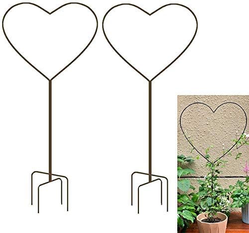 2 Pack 34Inch Garden Trellis for Climbing Plants, Meatal Heart Shape Plant Support Decorative Plant Trellis Potted Vines Vegetables Flowers Rose Jasmine Pea Clematis Ivy Cucumbers by XMRSOY