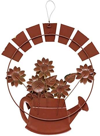 Large Vintage Metal Hanging Watering Can Design with Sunflower Wecome Sign Wall Front Door Garden Kitchen Patio Decoration Sunflower Door Wreaths 14''x15.5'' - Image 5